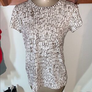 Chain Pattern Women's Top - Brown and White size Small